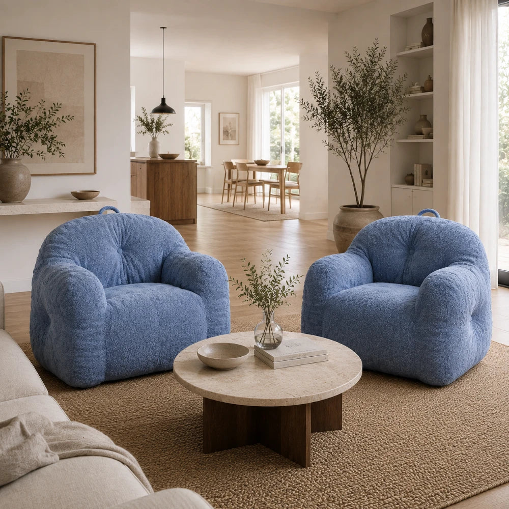 Fauteuil pouf design minimaliste tissu polaire | ELNOR
