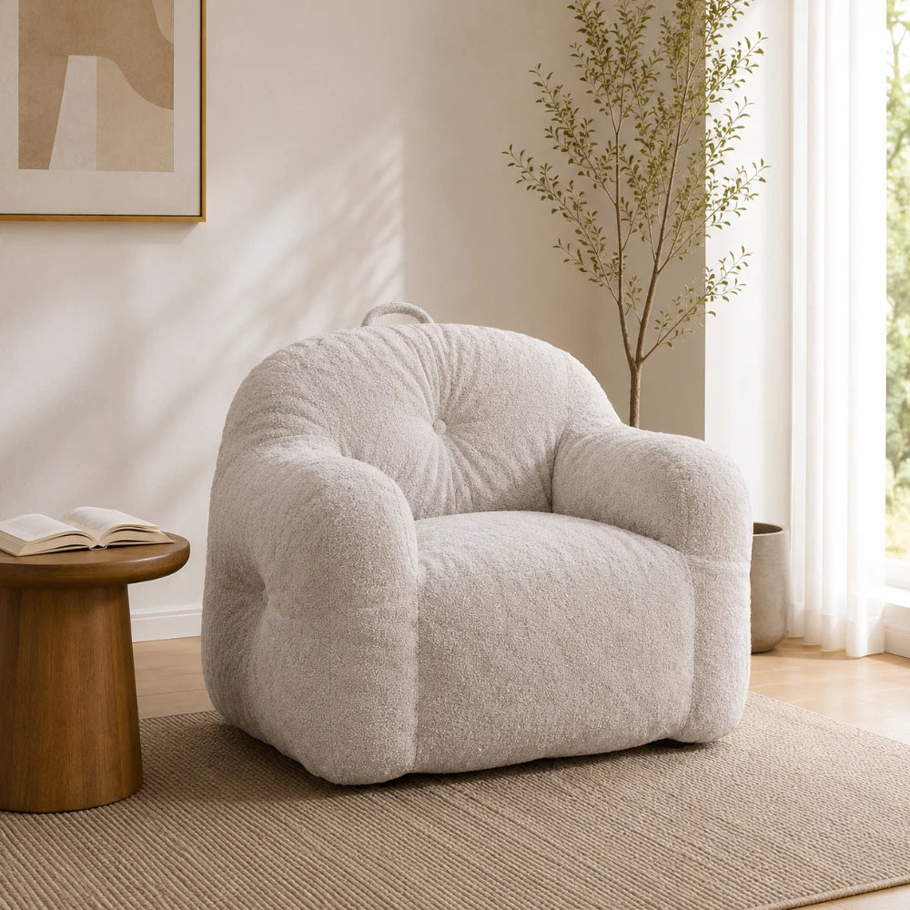 Fauteuil pouf design minimaliste tissu polaire | ELNOR