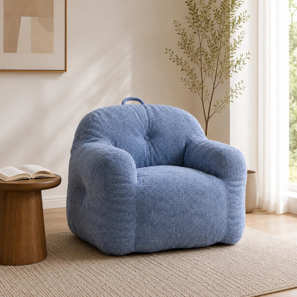 Fauteuil pouf design minimaliste tissu polaire | ELNOR