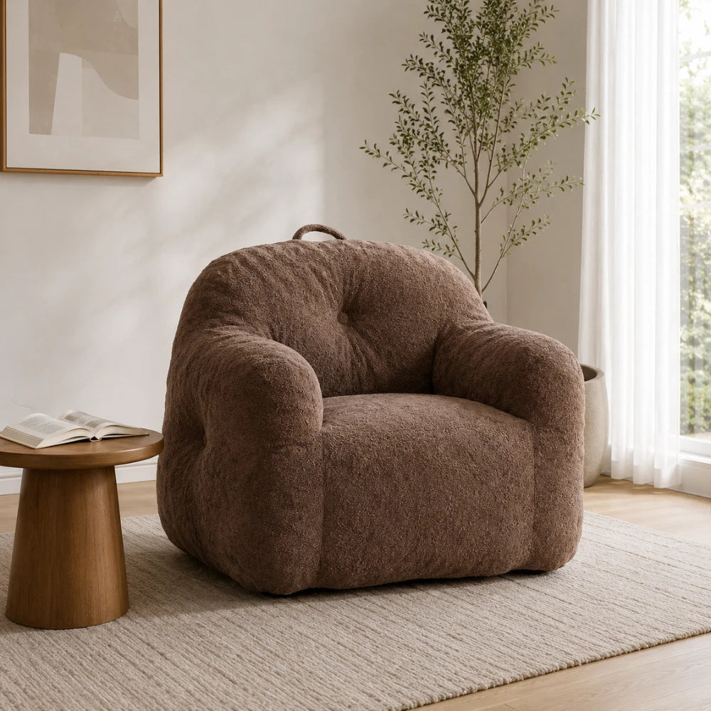 Fauteuil pouf design minimaliste tissu polaire | ELNOR