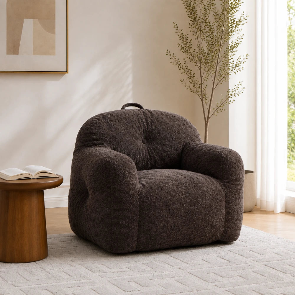 Fauteuil pouf design minimaliste tissu polaire | ELNOR