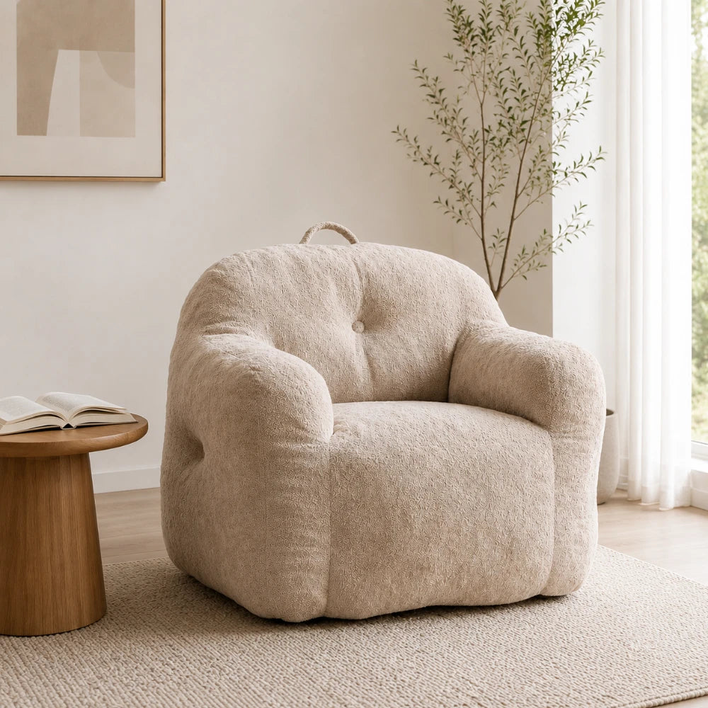 Fauteuil pouf design minimaliste tissu polaire | ELNOR