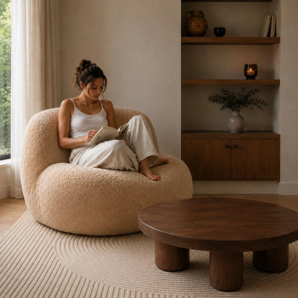 Pouf ergonomique cocon en tissu polaire | MÄLOR