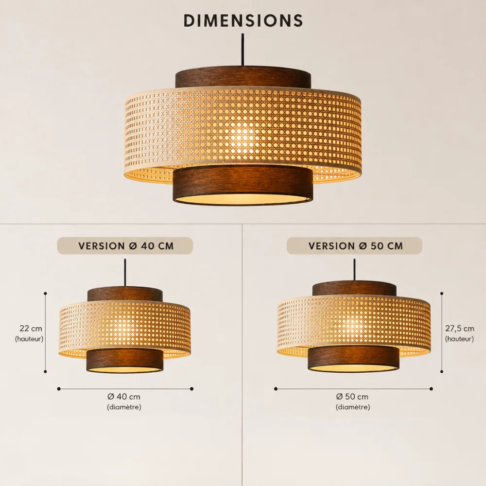 Suspension rotin naturel design nordique Ø 40 cm | Runa