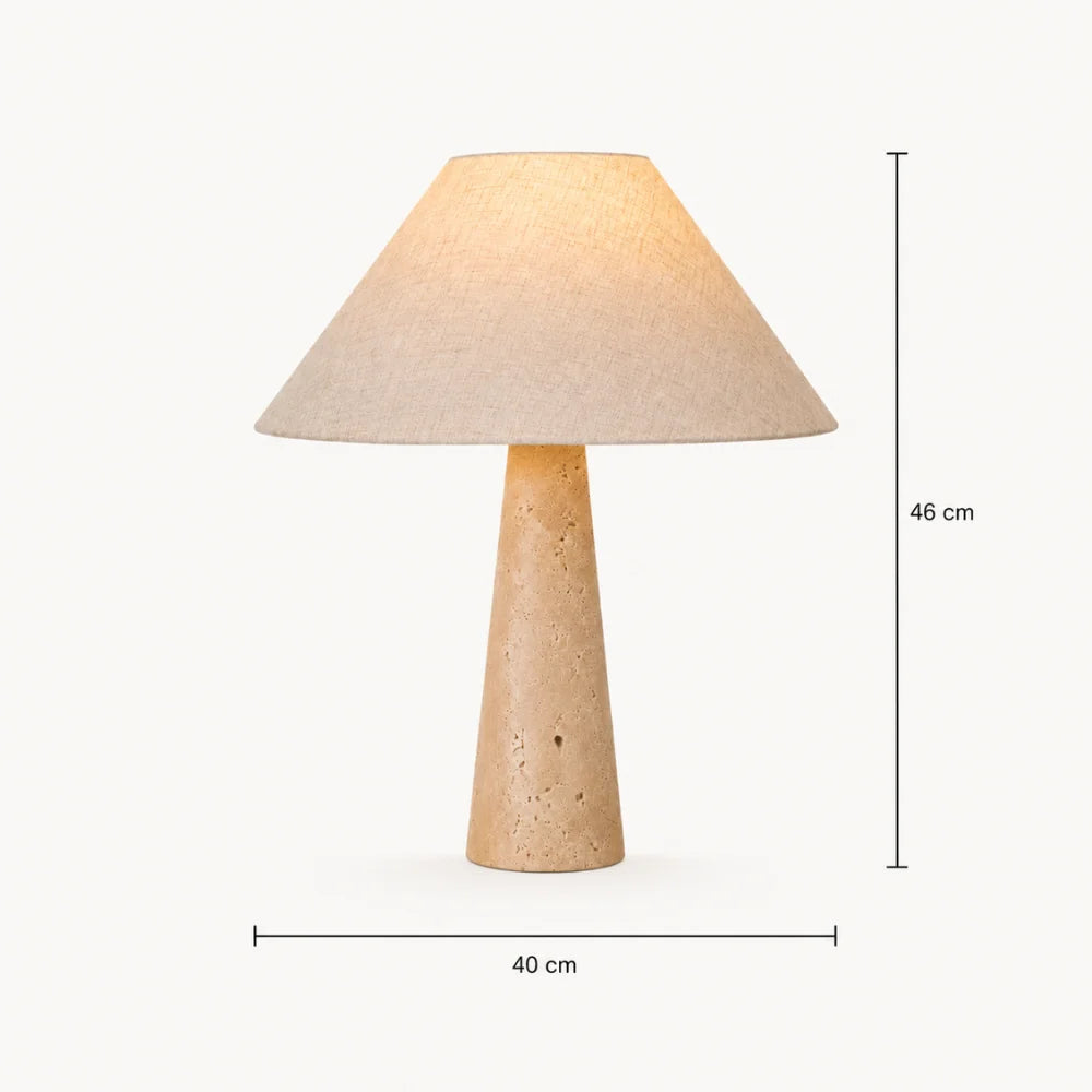 Lampe de chevet design en travertin & tissu | Sila