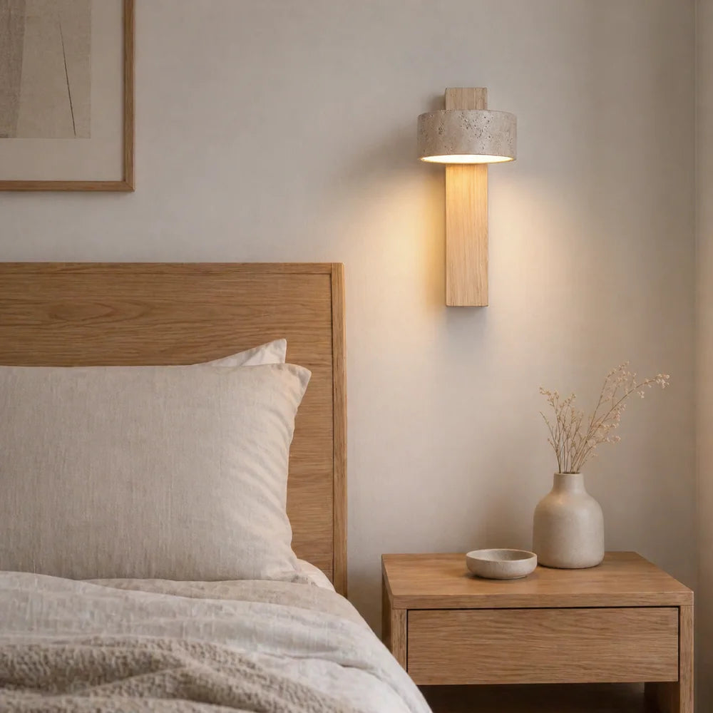 Applique murale design en bois & travertin | Solberg NORDSIA