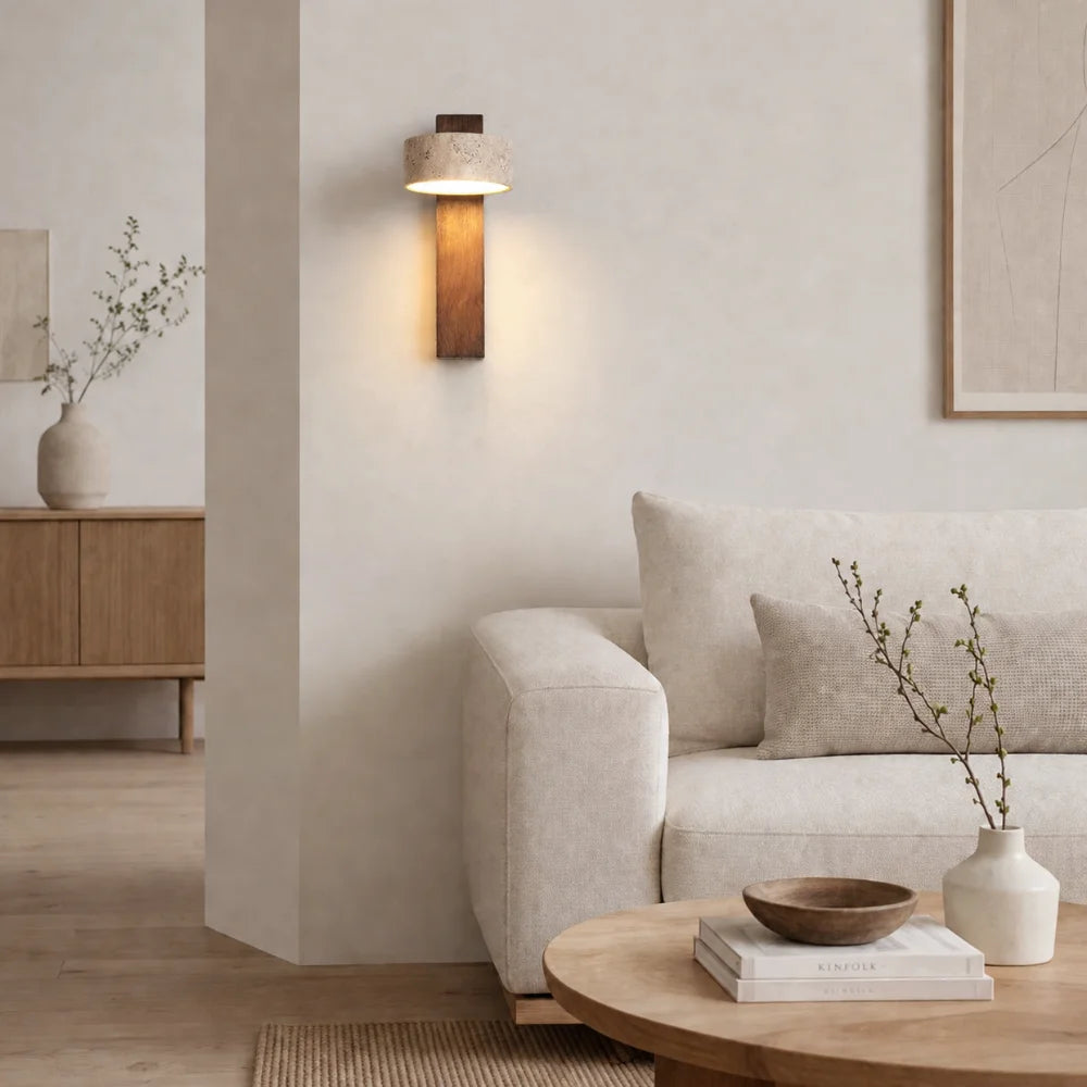 Applique murale design en bois & travertin | Solberg NORDSIA