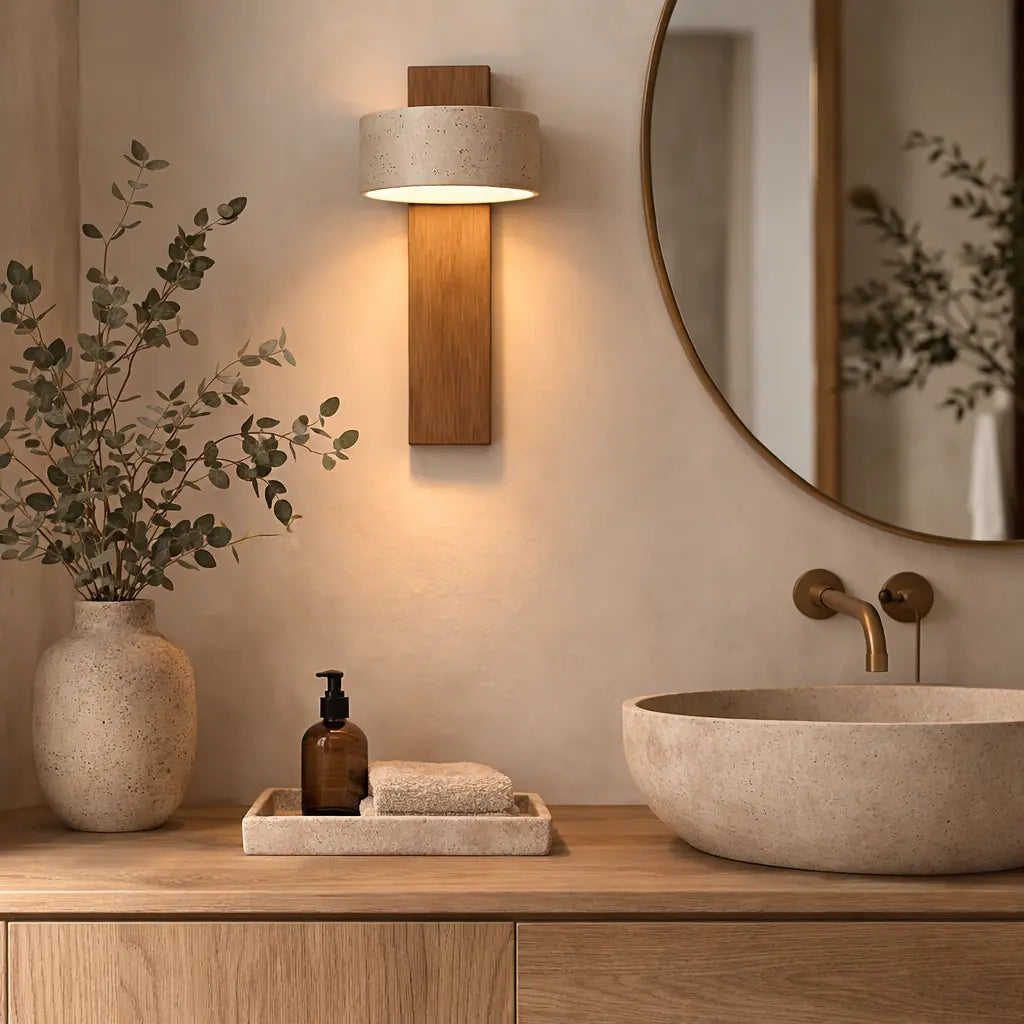 Applique murale design en bois & travertin | Solberg