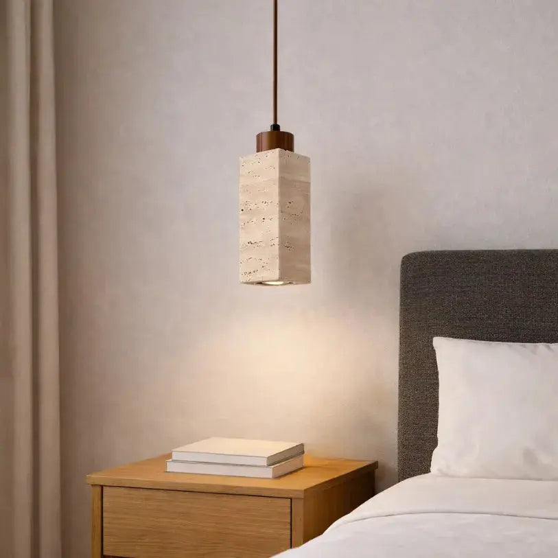 Suspension scandinave en travertin & bois | Koben NORDSIA