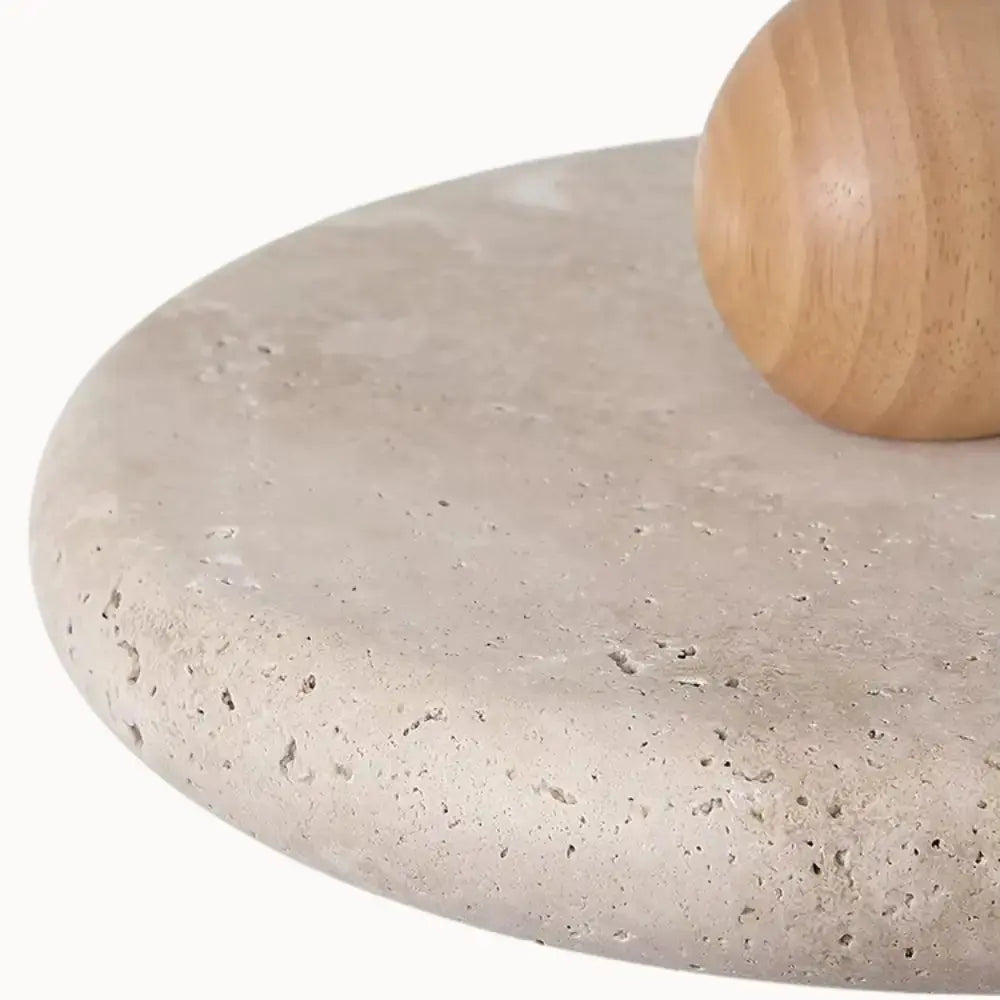 Suspension design scandinave en travertin & bois Ø 30 cm | Lyng NORDSIA