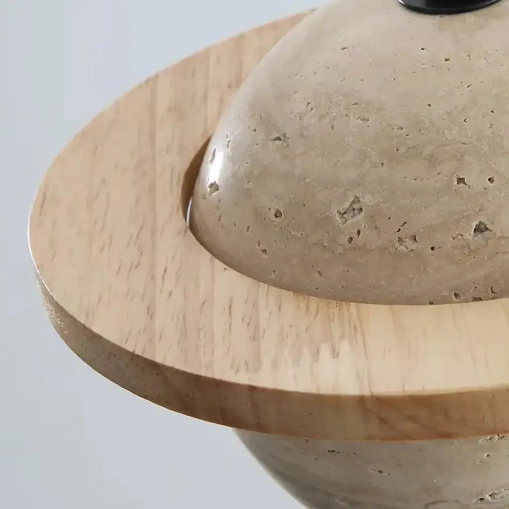 Suspension en Pierre naturelle de Travertin & Bois Ø 20 cm | Svala NORDSIA