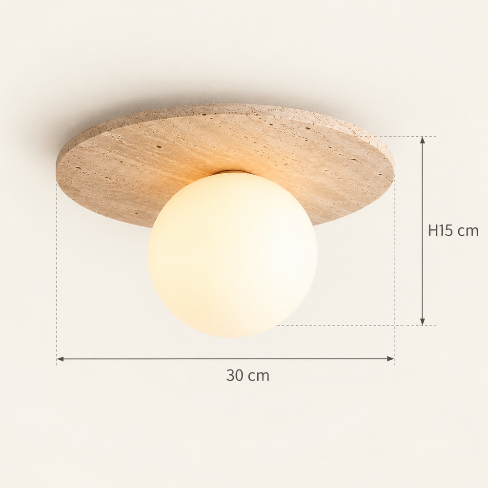 Plafonnier design scandinave en travertin & bois | Tärna