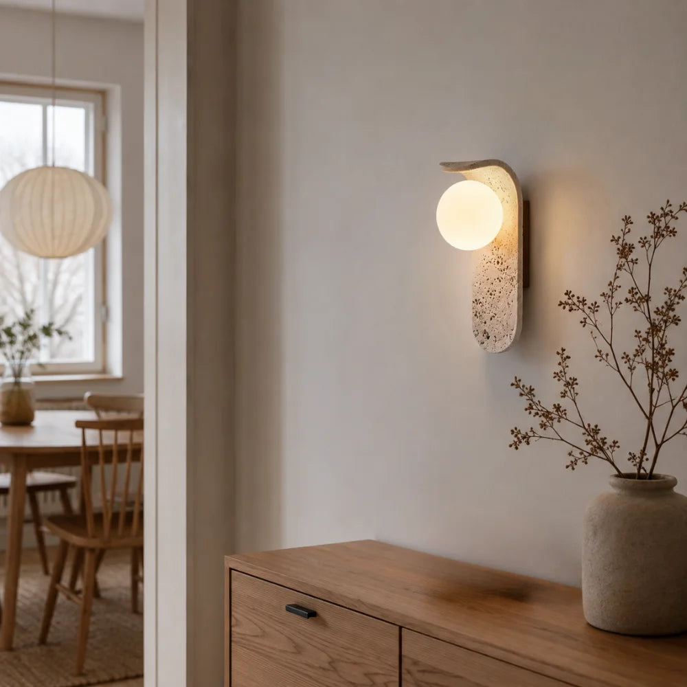 Applique murale scandinave en travertin authentique | Velor