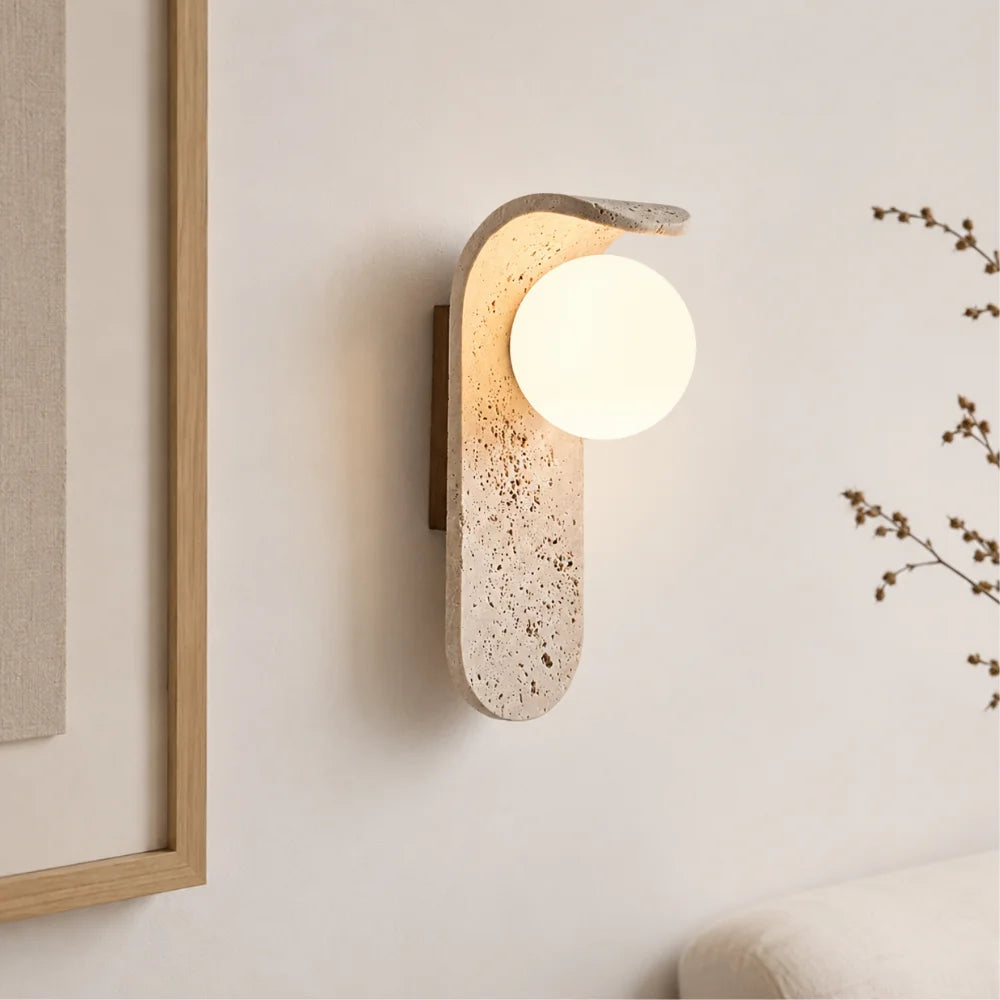 Applique murale scandinave en travertin authentique | Velor