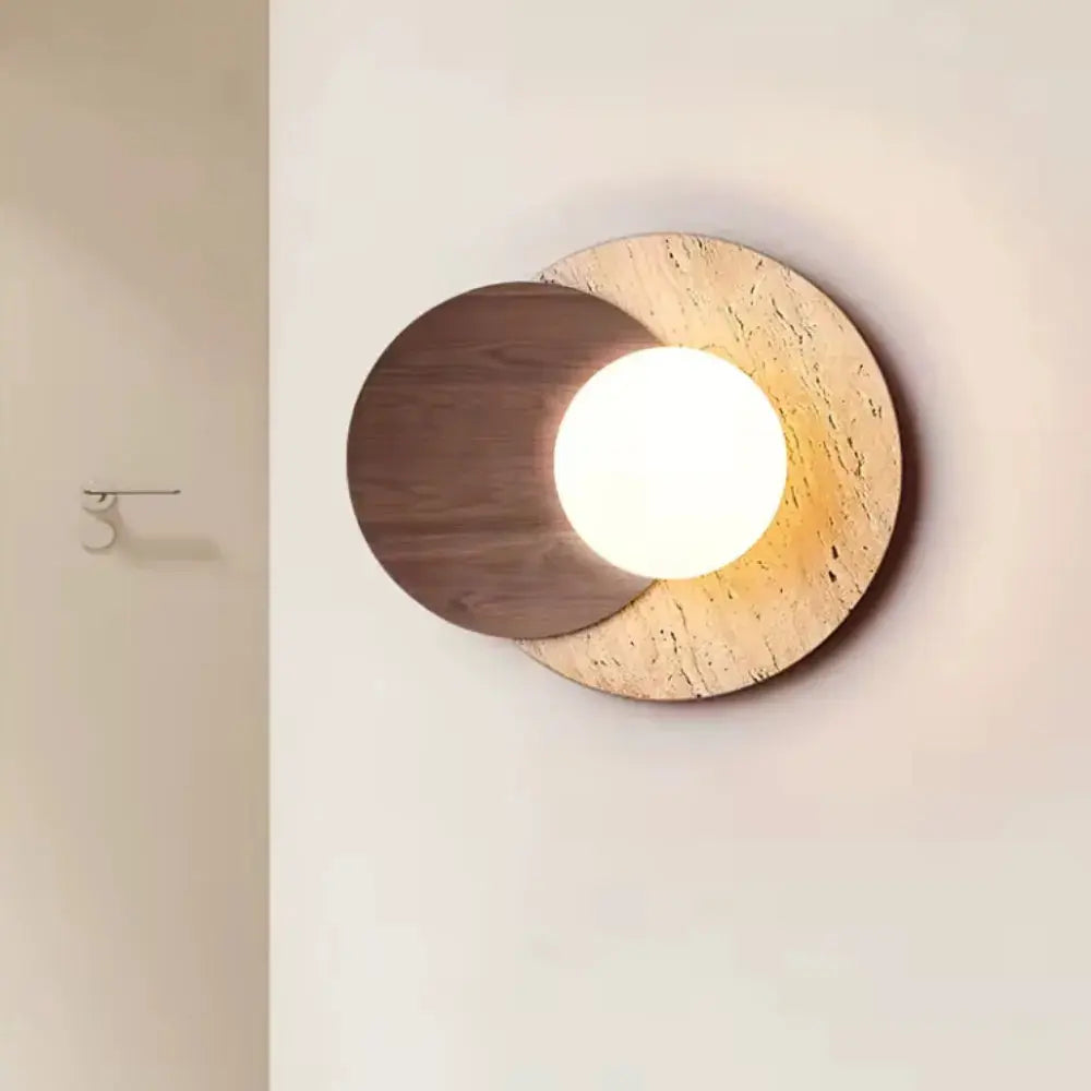 Applique murale design scandinave en travertin & bois | Verdalsøra NORDSIA