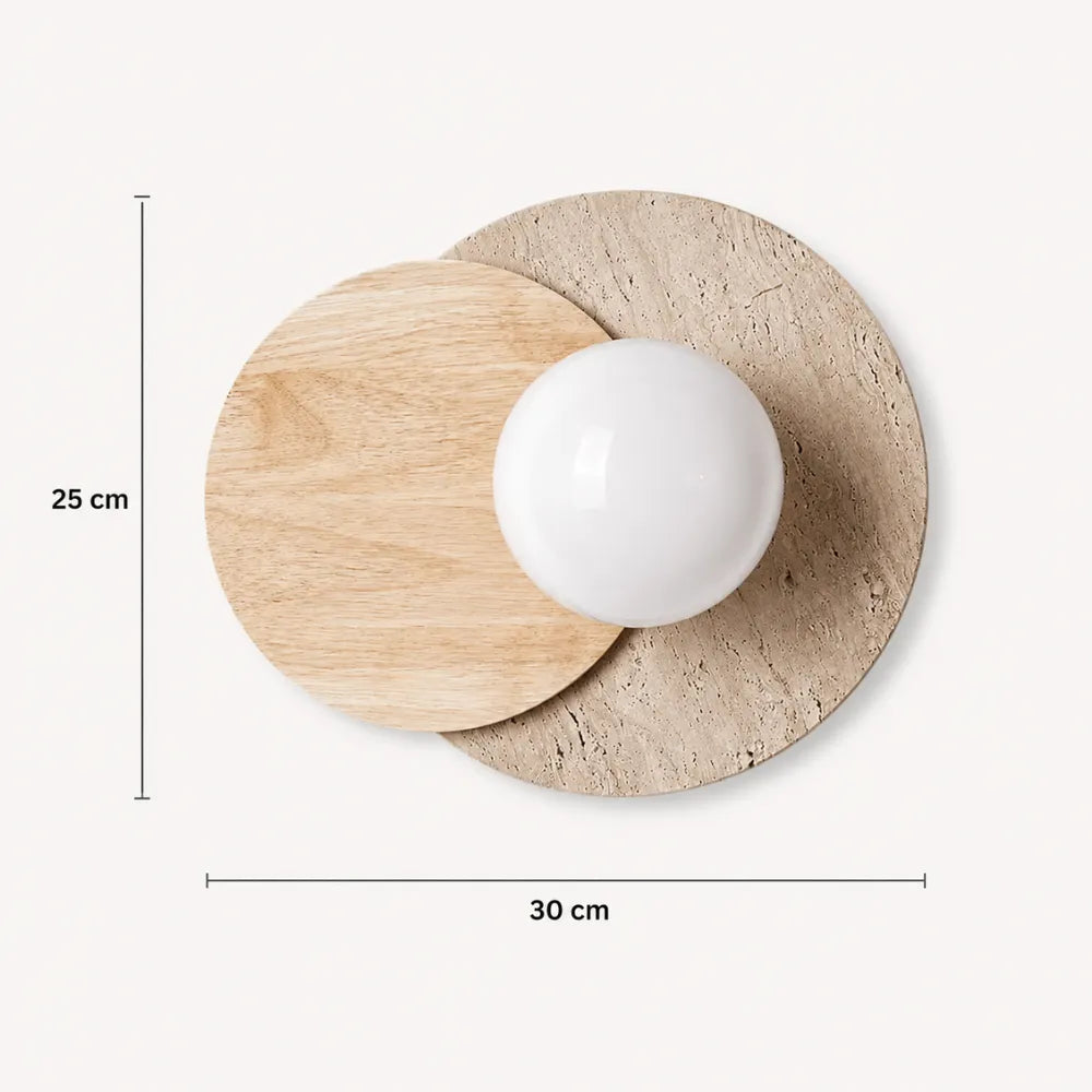 Applique murale design scandinave en travertin & bois | Verdalsøra